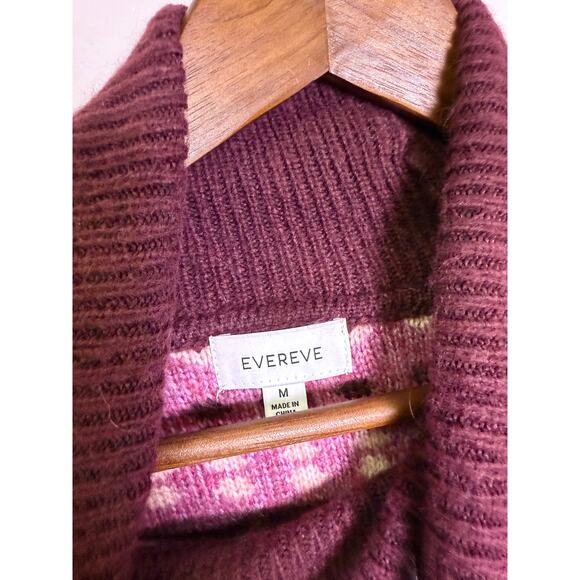 Evereve Petra Fair Isle Nordic Turtleneck Sweater Women’s M Maroon Pink Cozy - Picture 4 of 6